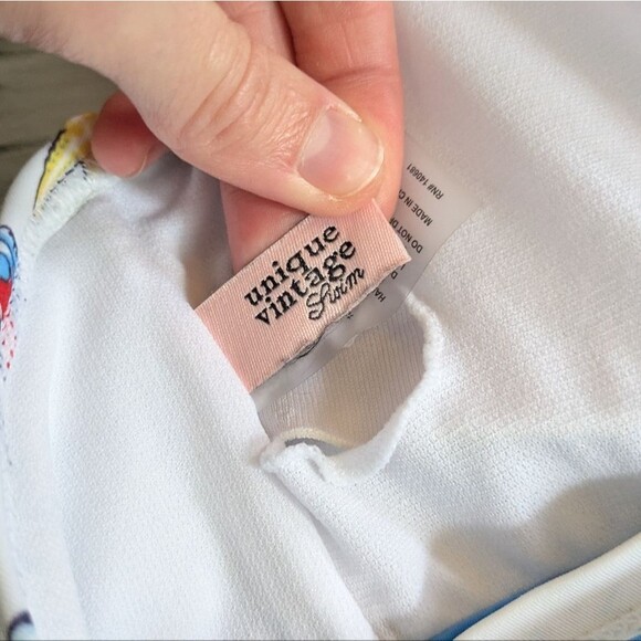 Bundle! Unique Vintage White & Blue Red Nautical Print Ruffle Swim Bikini 2X - Picture 5 of 8